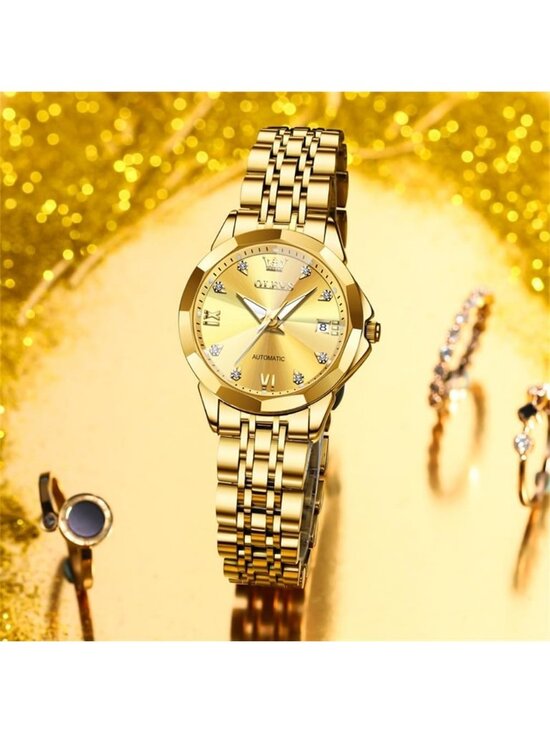 Women\'s Gold Automatic Elegant Luxury Ceramic Strap Self Winding Wrist Watch main image 4